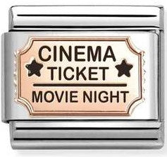 430201/20 Classic steel , 9k rose gold and enamel Cinema ticket