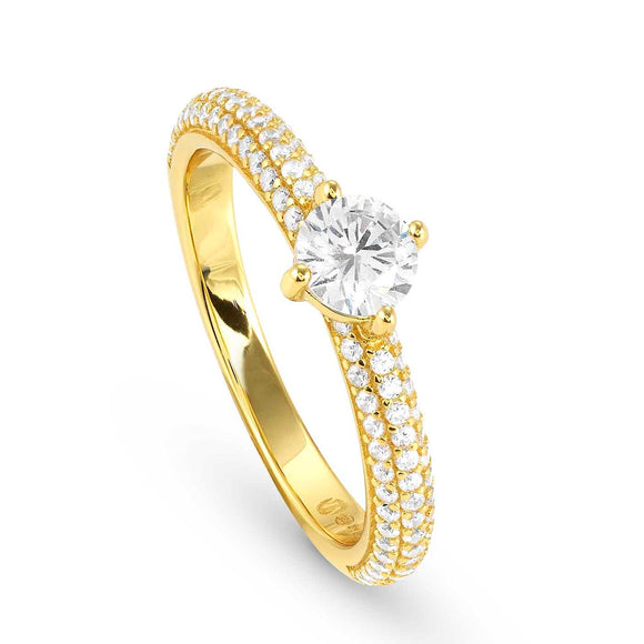 AUREA ring  925 silver, CZ YELLOW GOLD White Size 15 145707/010/006