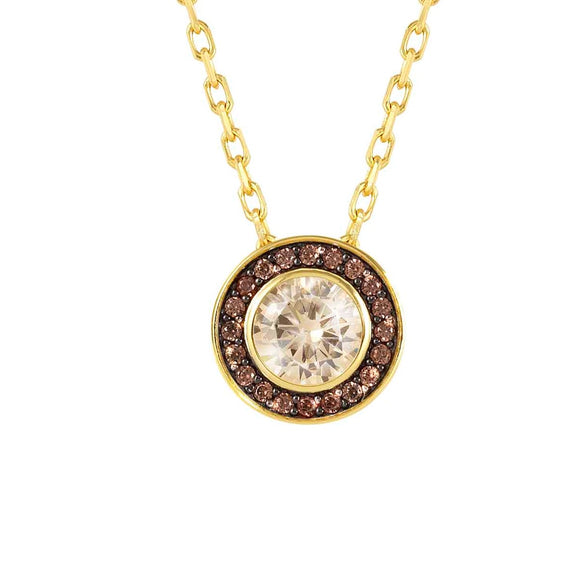 AUREA necklace 925 silver, CZ, YELLOW GOLD CHAMPAGNE 145710/024