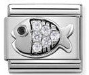 330304/28 Classic s/steel,CZ & silver Fish with white CZ