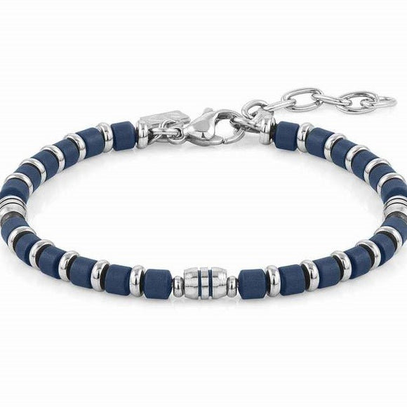 027907/004 INSTINCT bracelet,S/steel, hematite BLUE