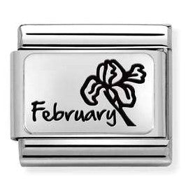 330112/14 Classic MONTH FLOWER PLATES (IC) steel, 925 silver. February