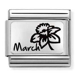 330112/15 Classic MONTH FLOWER PLATES (IC) steel, 925 silver. March