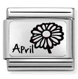 330112/16 Classic MONTH FLOWER PLATES (IC) steel, 925 silver. April
