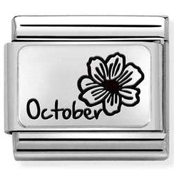 330112/22 Classic MONTH FLOWER PLATES (IC) steel, 925 silver. October