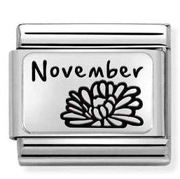 330112/23 Classic MONTH FLOWER PLATES (IC) steel,925 silver. November