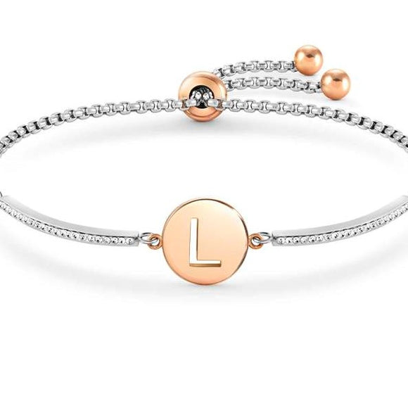MILLELUCI bracelet S/steel,CZ, LETTER L 028007/012