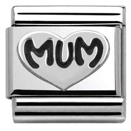 330101/12 Classic OXIDIZED,S/steel,sterling silver Mum Heart