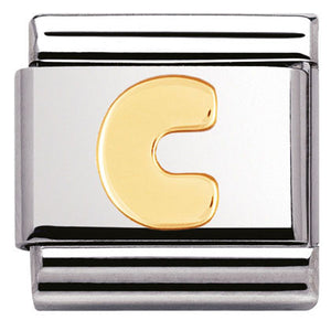 030101/03 Classic LETTER,S/Steel,Bonded Yellow Gold Letter  C