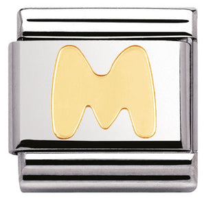 030101/13 Classic LETTER,S/Steel,Bonded Yellow Gold Letter  M
