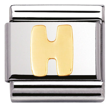 030101/08 Classic LETTER,S/Steel,Bonded Yellow Gold Letter  H