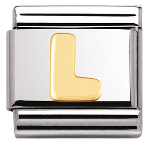 030101/12 Classic LETTER,S/Steel,Bonded Yellow Gold Letter  L