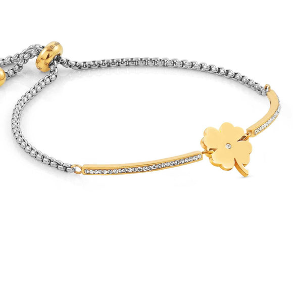 Milleluci Bracelet, Steel CZ, Gold Colour CLOVER 028006/006