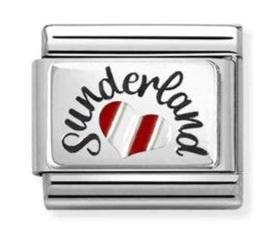 330209/61 Classic Silver & Enamel Sunderland Striped Heart