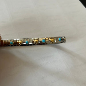 044610/003 XTE Steel Bracelet & 3 x18ct Gold Hearts + 4 turquoise (003)