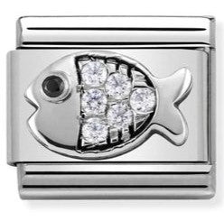 330304/28 CLASSIC S/steel,CZ,Silver 925 Fish
