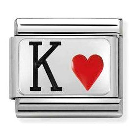 330208/28 CL OXIDIZED PLATE, S/Steel,enamel, 925 silver, King Hearts