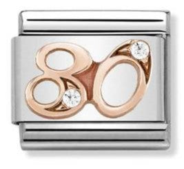 430315/80 Classic Rose Gold Number 80 Charm