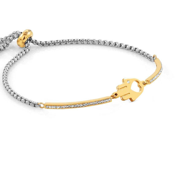 Milleluci Bracelet, Steel CZ, Gold Colour Hand of Fatima 028006/001