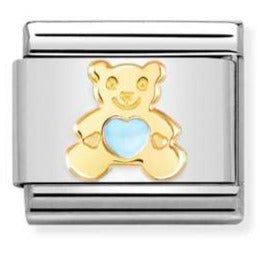 030272/65 Classic St. steel, enamel, 18k gold Blue Bear