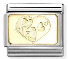 030121/57 Classic ENGRAVED SIGNS,steel,18k gold CUSTOM Multi-hearted heart