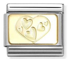 030121/57 Classic ENGRAVED SIGNS,steel,18k gold CUSTOM Multi-hearted heart