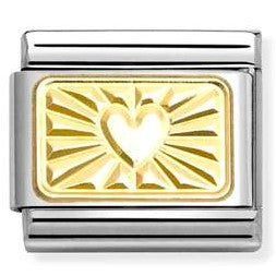 030121/58 Classic ENGRAVED SIGNS, steel, 18k gold CUSTOM Coated Diamond heart