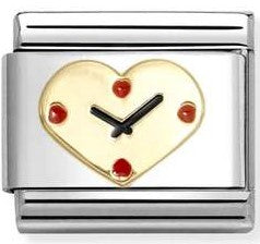 030207/53 Classic LOVE,steel, enamel, 18k gold Heart clock