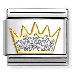 030220/21 Classic GLITTER ,steel, enamel, 18k gold SILVER crown