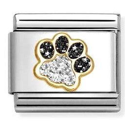 030220/22 Classic GLITTER steel, enamel ,18k gold Pawprint