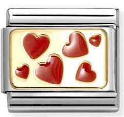 030284/59 Classic PLATES steel , enamel and 18k gold Hearts plate