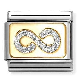 030224/06 Classic GLITTER , steel, enamel, 18k gold Infinity