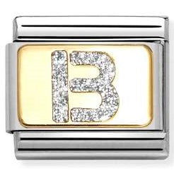 030291/02 Classic GLITTER LETTER  B steel, enamel, 18k gold