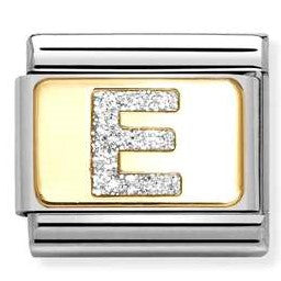 030291/05 Classic GLITTER LETTER  E steel, enamel, 18k gold E