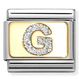 030291/07 Classic GLITTER LETTER  G steel, enamel, 18k gold G