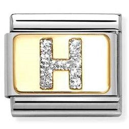 030291/08 Classic GLITTER LETTER H  steel, enamel, 18k gold H