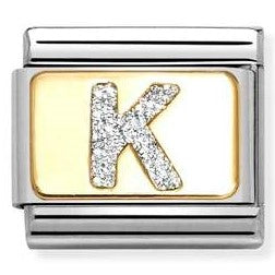 030291/11 Classic GLITTER LETTER K steel, enamel, 18k gold K