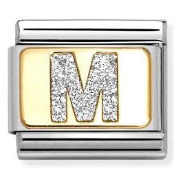 030291/13 Classic GLITTER LETTER  M steel, enamel, 18k gold M