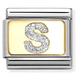 030291/19Classic GLITTER LETTER S steel, enamel, 18k gold S