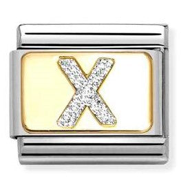 030291/24 Classic GLITTER LETTER X steel, enamel, 18k gold X