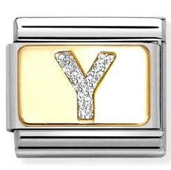 030291/25 Classic GLITTER LETTER Y steel, enamel, 18k gold Y