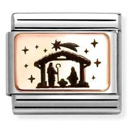 430111/19 Classic PLATES (IC) steel and 9k rose gold Nativity