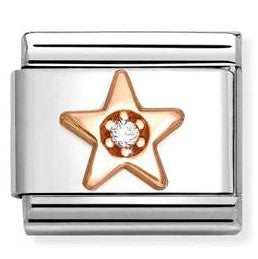 430305/37Classic Symbols in stainless steel with 9k rose gold and CZ WHITE star