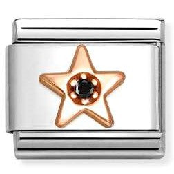 430305/38 Classic Symbols in stainless steel with 9k rose gold and CZ Black Star