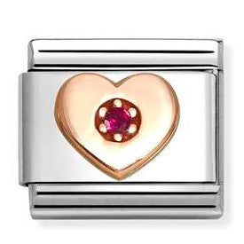 430305/41 Classic Symbols in stainless steel with 9k rose gold and CZ Red heart