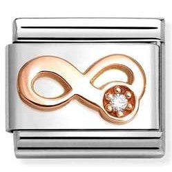 430305/46 Classic stainless steel,9k rose gold , CZ Infinity WHITE