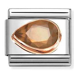 430605/012 Classic CZ. FACETED LEFT DROP , steel, 9k rose gold SMOKEY
