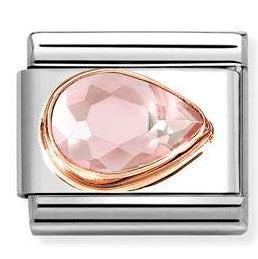 430606/003 Classic CZ. FACETED RIGHT DROP,steel, 9k rose gold PINK