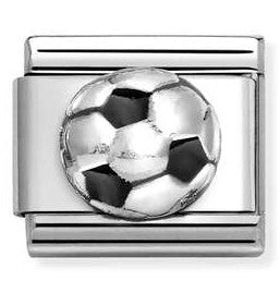 330204/27 Classic SYMBOLS in stainless steel, enamel and 925 sterling silver football