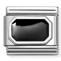 330206/34 CL PLATES steel, 925 silver, enamel Blunted rectangle